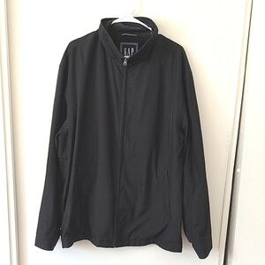 GAP Mens XL Zip Up Lightweight Jacket Black Contemporary Minimalist Casual